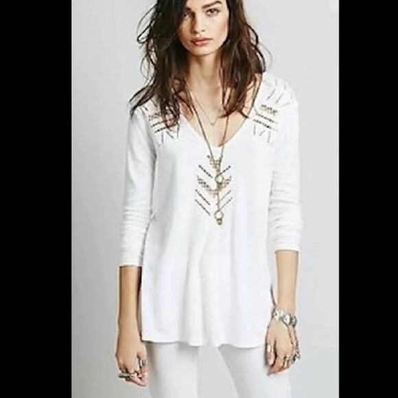 WE THE FREE People Moonrise Cutwork Thermal Shirt Top White Blouse Tunic - xs - Picture 2 of 8